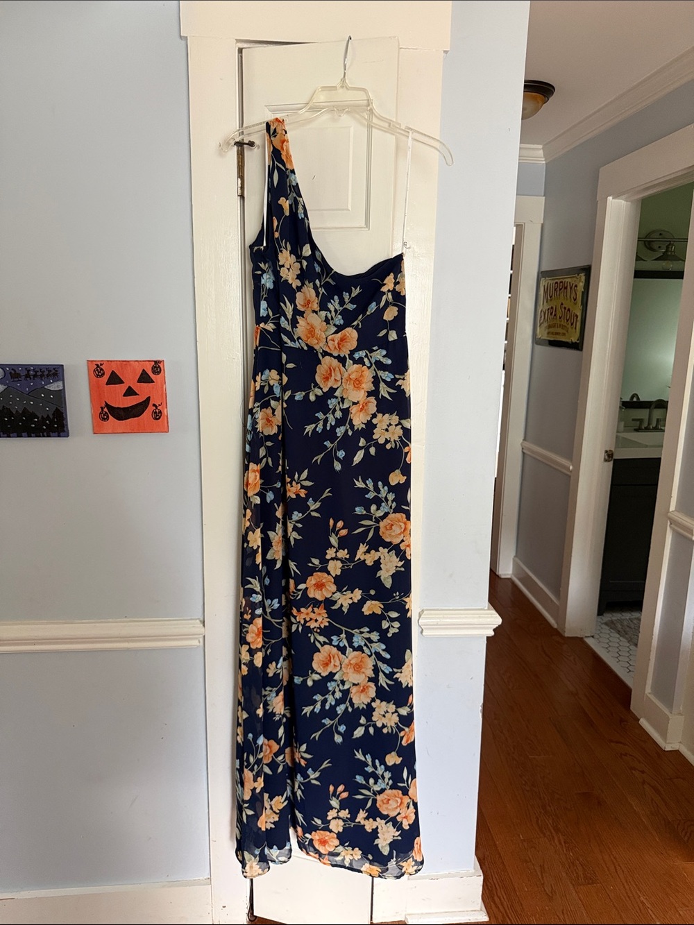 Lulu's Navy One-Shoulder Floral Maxi Dress - Picture 2 of 2